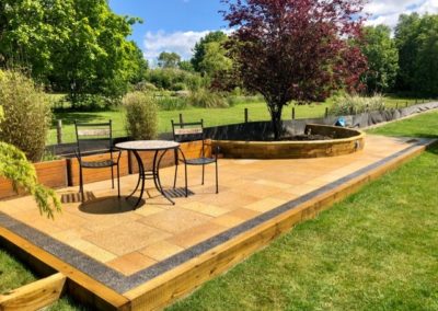 patio fitted with border